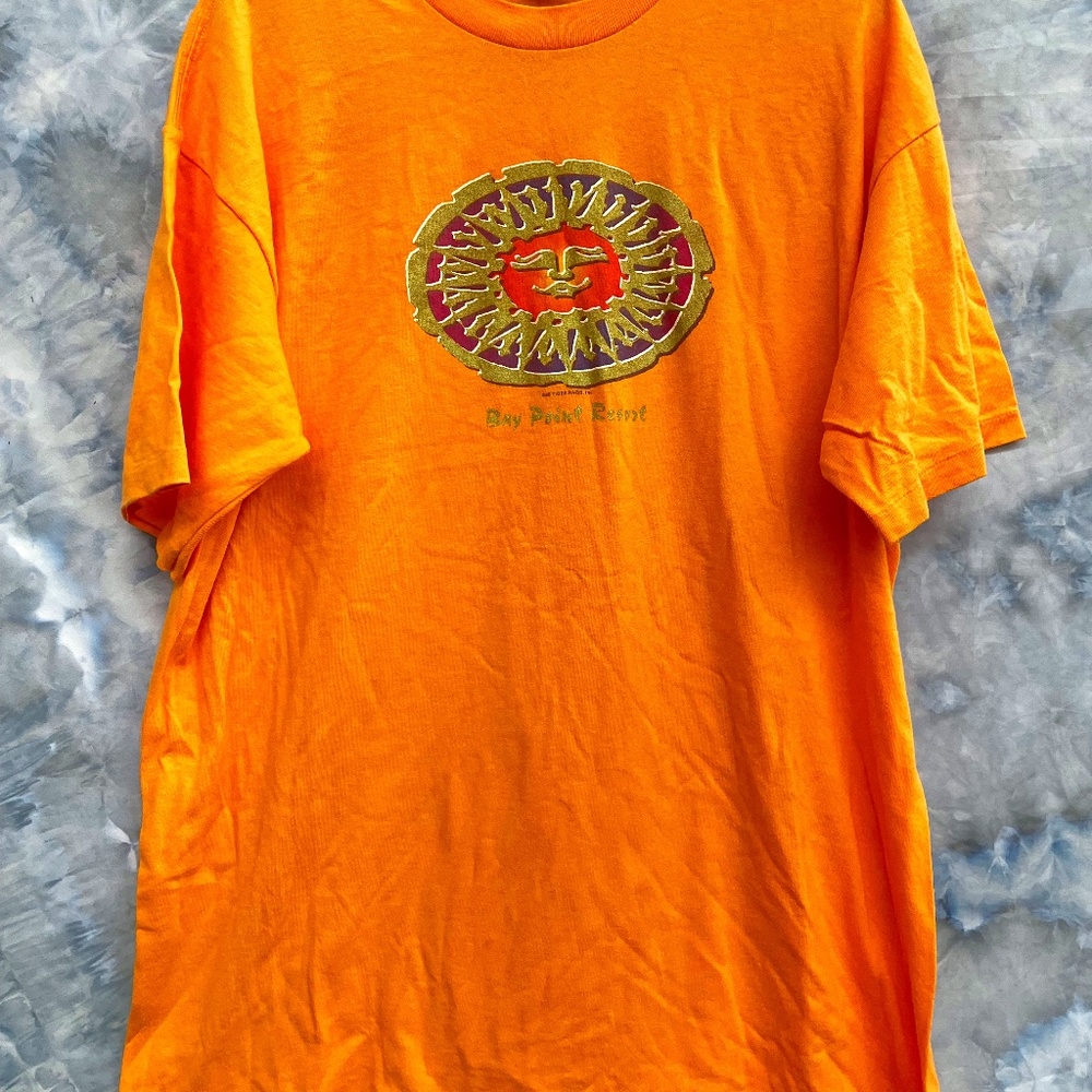 Vintage Cal Cru Tee Mens Size L Bay Point Resort Orange Good Condition